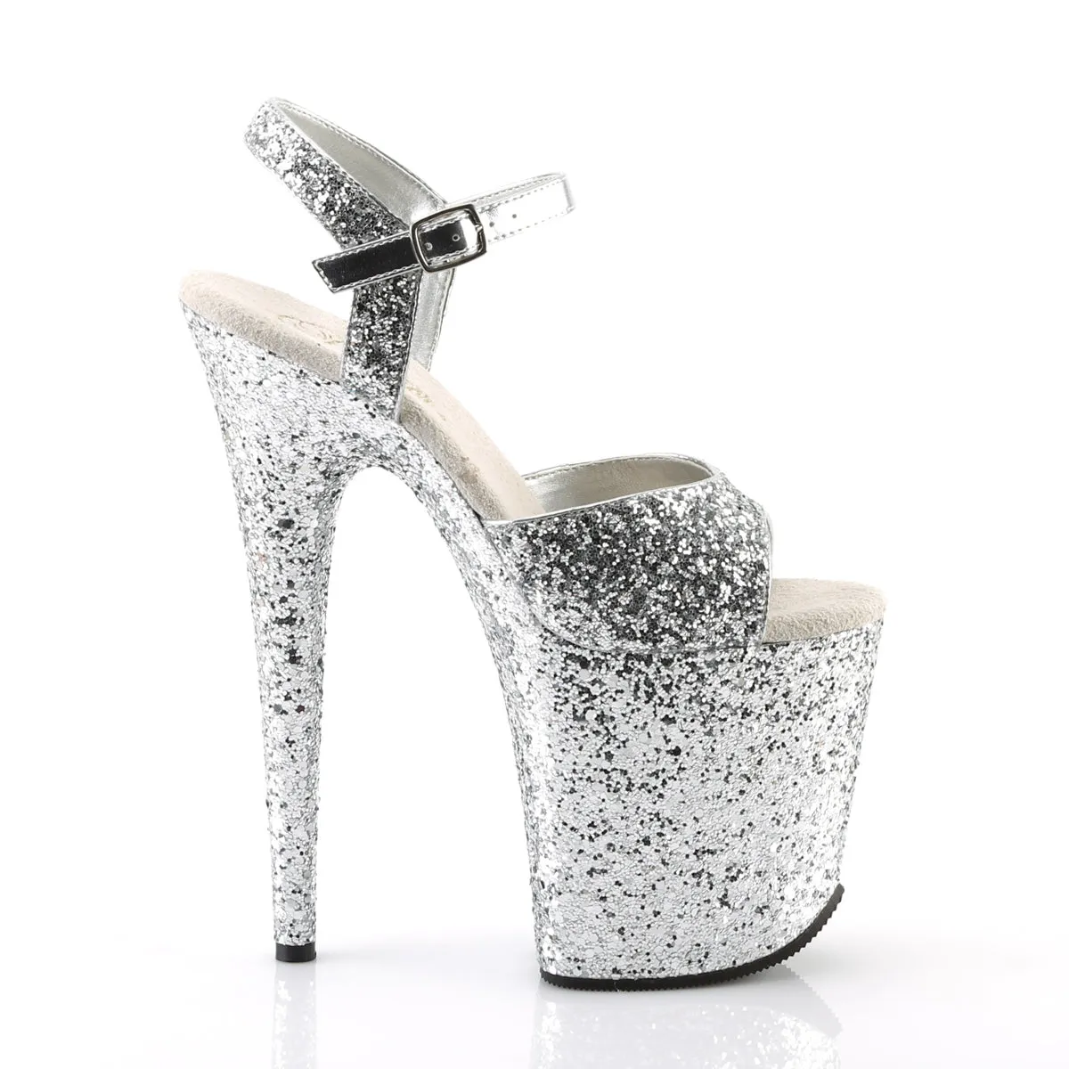 FLAMINGO-810LG Pleaser Silver Glitter Sexy Platform Shoes (Pole Dancing Heels)