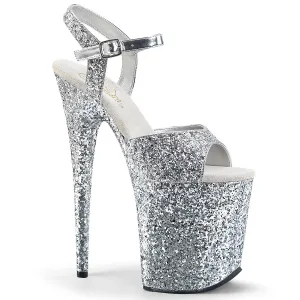 FLAMINGO-810LG Pleaser Silver Glitter Sexy Platform Shoes (Pole Dancing Heels)