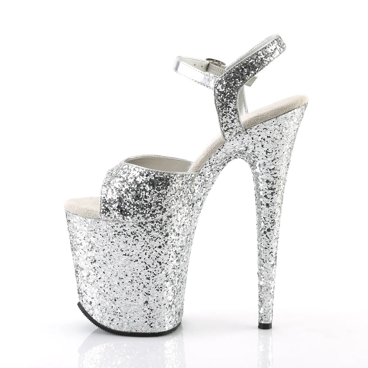 FLAMINGO-810LG Pleaser Silver Glitter Sexy Platform Shoes (Pole Dancing Heels)
