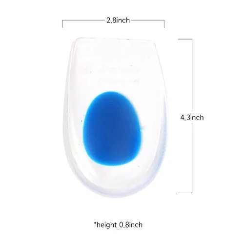 Gel Heel Lift Cushion Cups - 0.4 Inches Height Increase Insoles, Plantar Fasciitis Inserts for Men