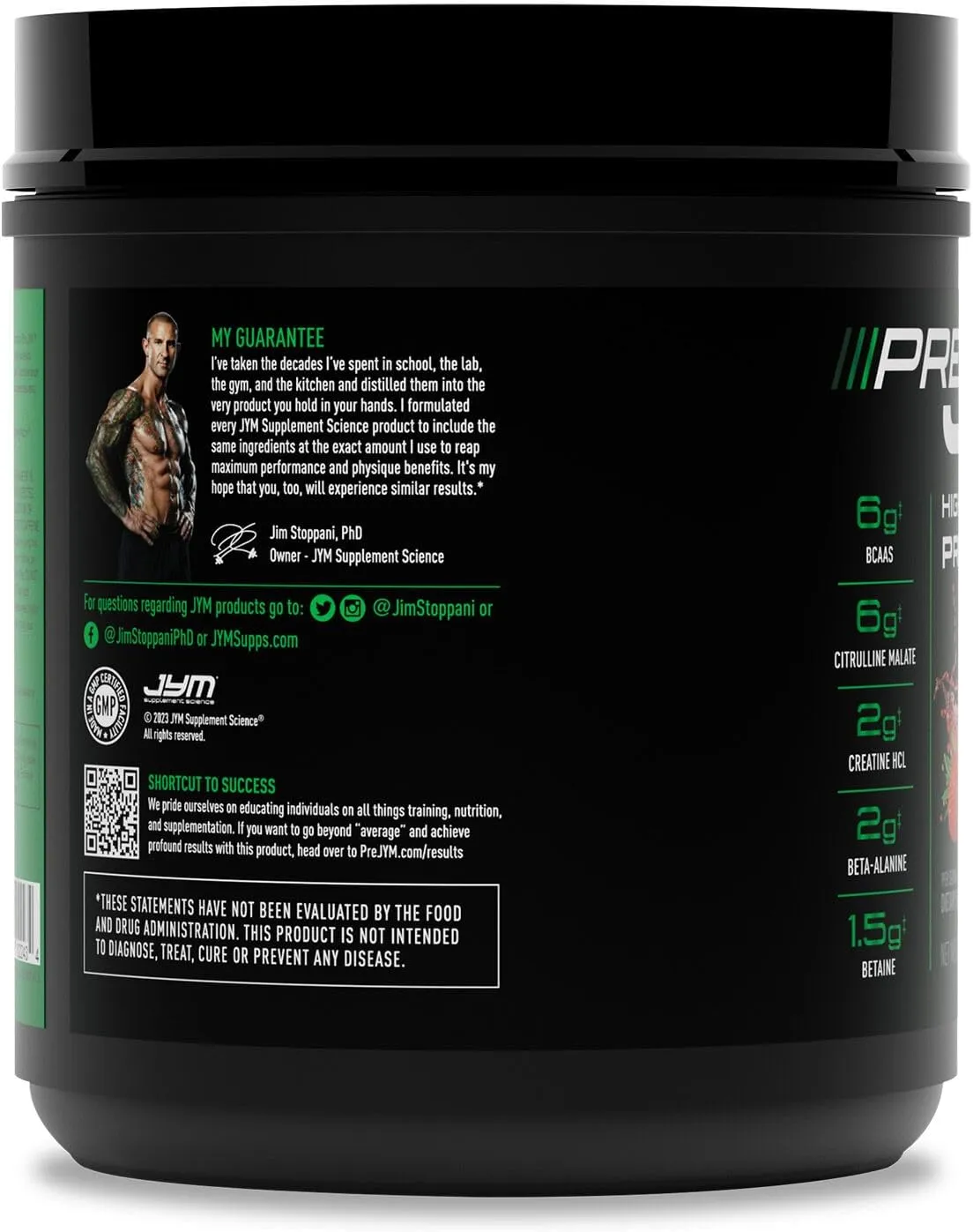JYM Supplement Science Pre JYM Strawberry Kiwi Pre Workout Powder - BCAAs, Nootropics, Creatine HCI, Citrulline, Beta-Alanine, Betaine, Taurine, Huperzine 30 Servings