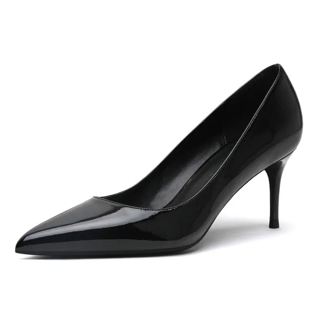 KATELVADI Beige Women's Shoes Patent Leather Shoes Woman High Heel Fashion 6.5CM High Heel shoes,K-323