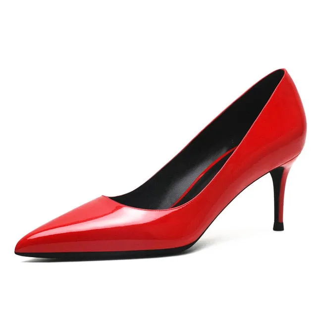KATELVADI Beige Women's Shoes Patent Leather Shoes Woman High Heel Fashion 6.5CM High Heel shoes,K-323