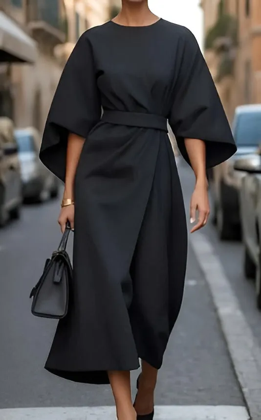 Marisca - Minimalist Belted Luxe Dress