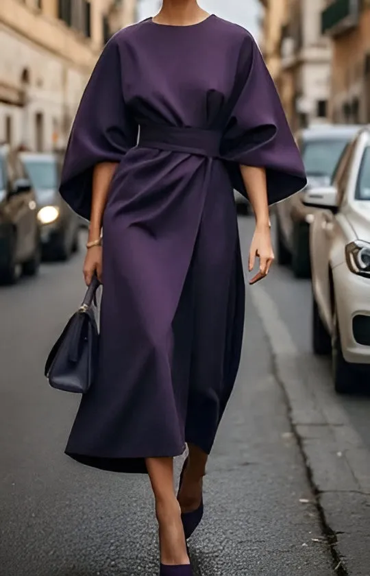 Marisca - Minimalist Belted Luxe Dress