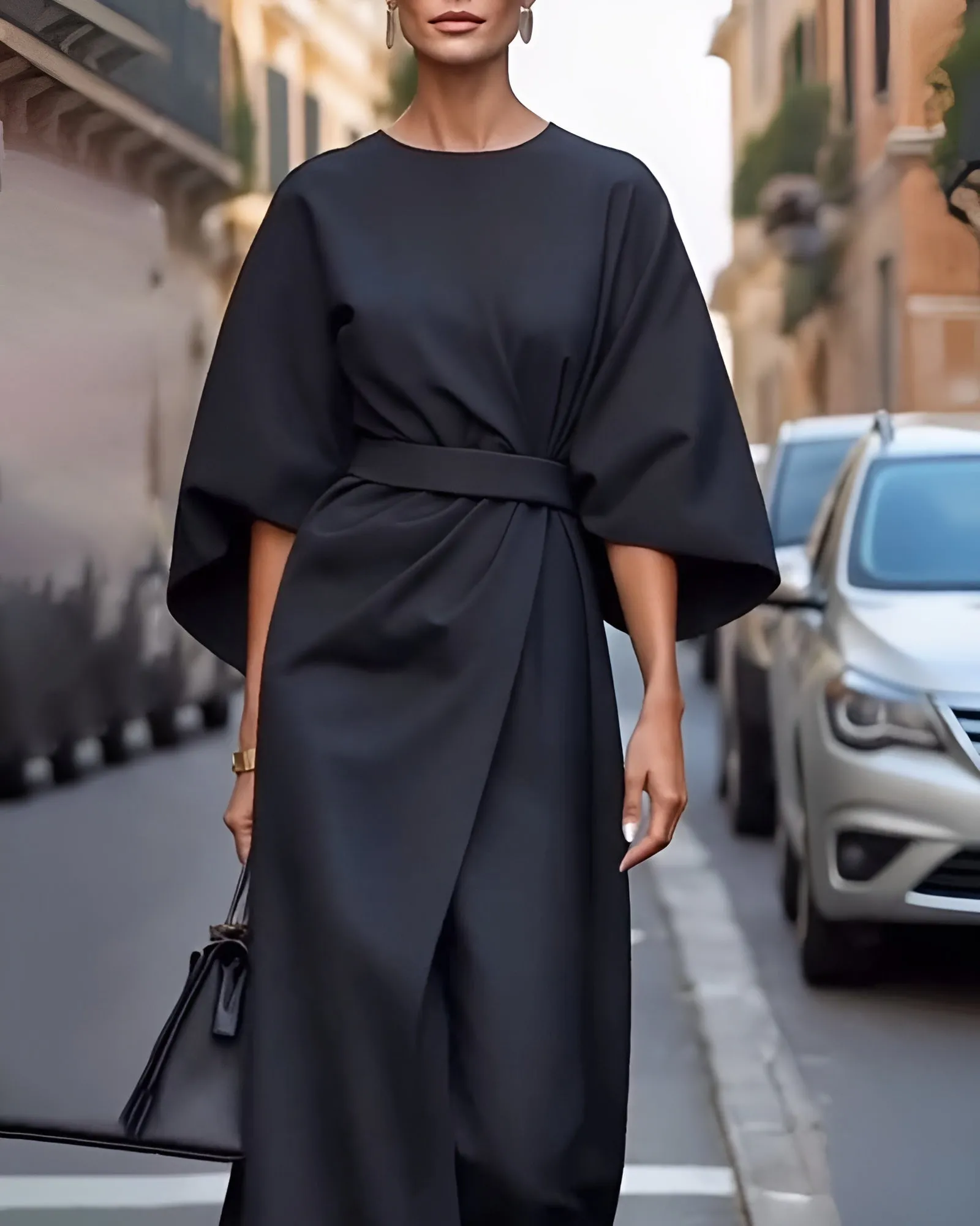 Marisca - Minimalist Belted Luxe Dress