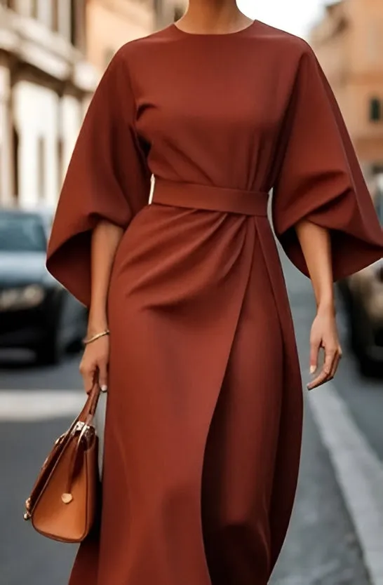 Marisca - Minimalist Belted Luxe Dress