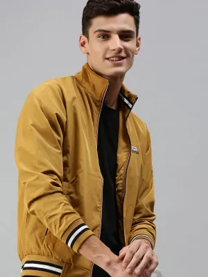 Men Yellow Bomber with Embroidered Jacket