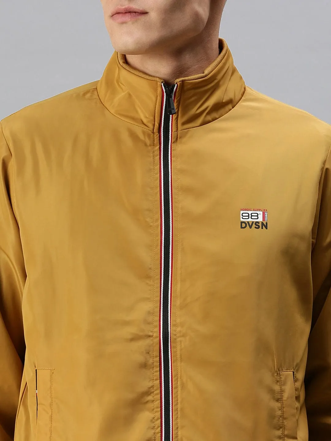 Men Yellow Bomber with Embroidered Jacket