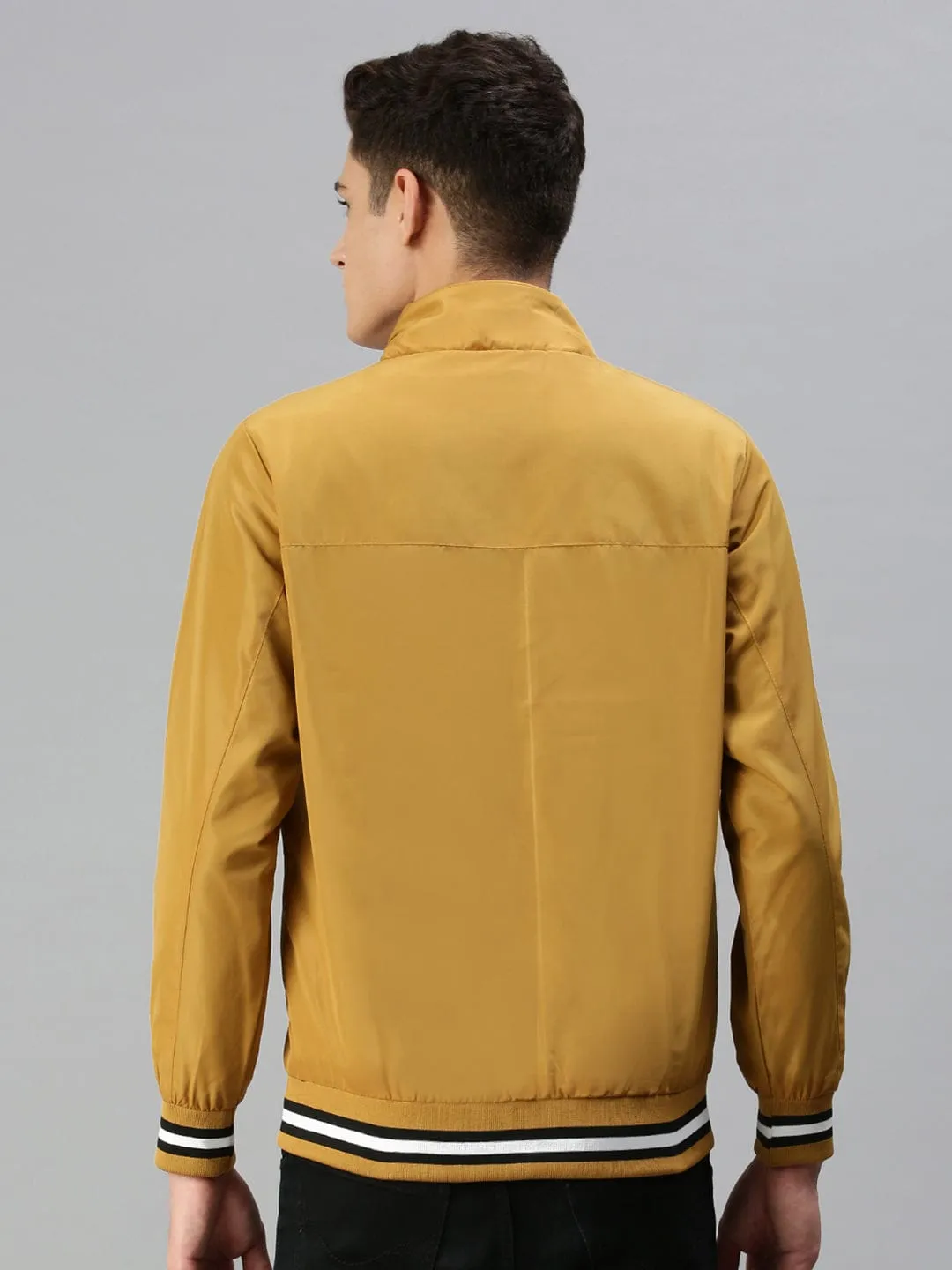 Men Yellow Bomber with Embroidered Jacket