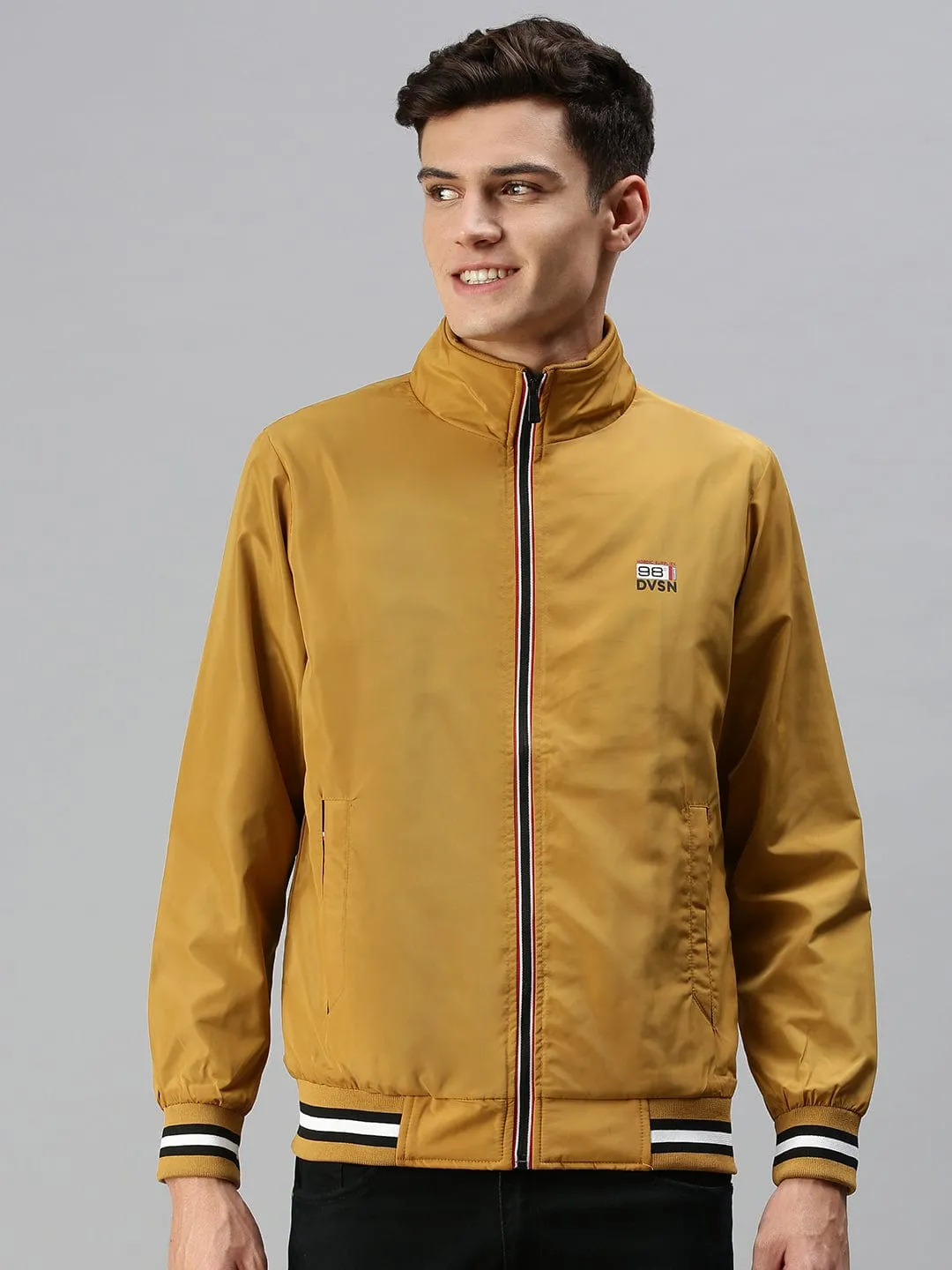 Men Yellow Bomber with Embroidered Jacket