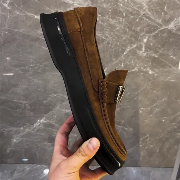 Men's New Suede Letter Loafers