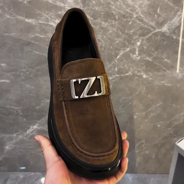 Men's New Suede Letter Loafers