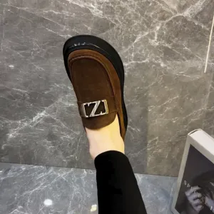 Men's New Suede Letter Loafers