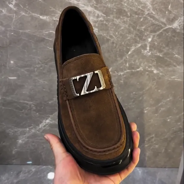 Men's New Suede Letter Loafers