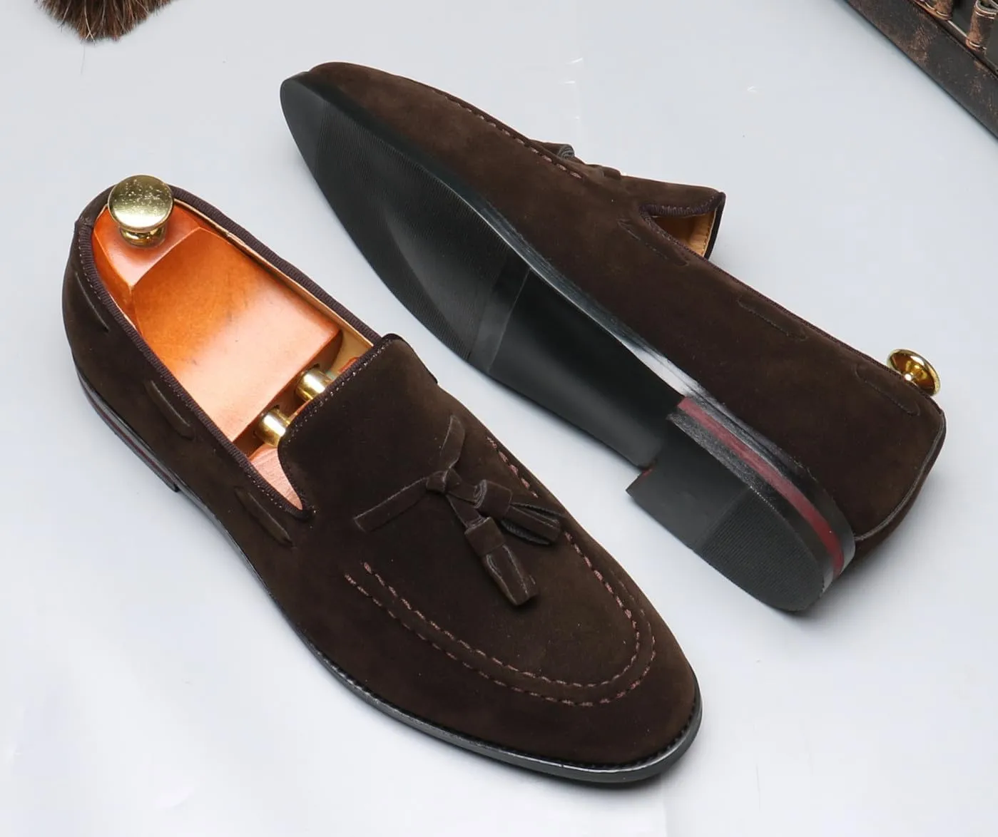Mens Tassel Loafers Slip On Dress Shoes for Men Suede Business Casual Penny Loafers Prom Wedding Tuxedo Moccasins Comfort Shoes