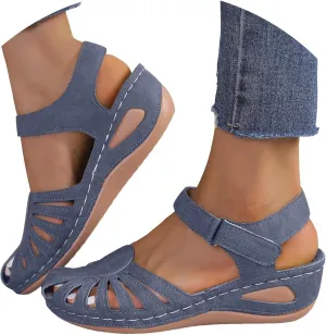 Orthopedic Wedge Sandals for Women Summer Dressy 2025 Closed Toe Breathable Sandals Arch Support Vintage Casual Hollow Out Orthotic Shoe Comfy Bohemia Gladiator Ladies Shoes