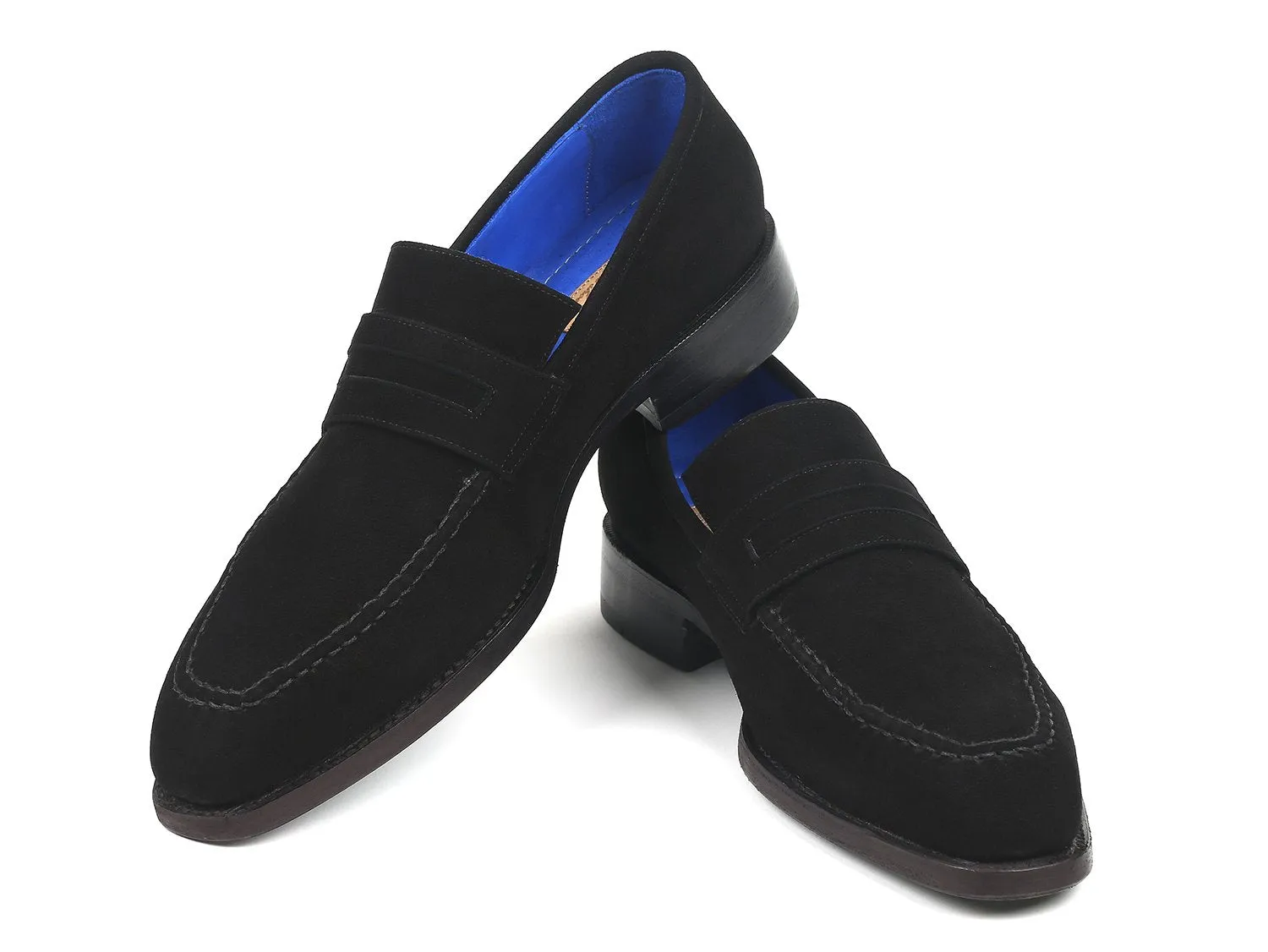 Paul Parkman Black Suede Goodyear Welted Loafers