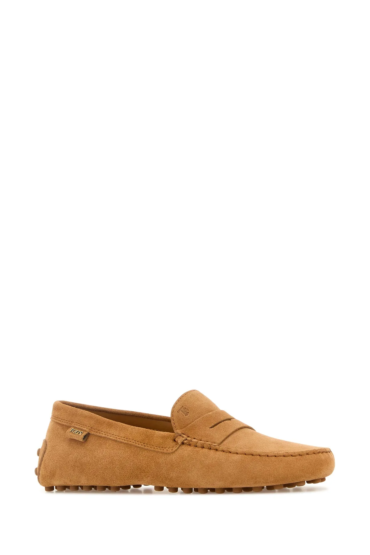 Peach suede loafers