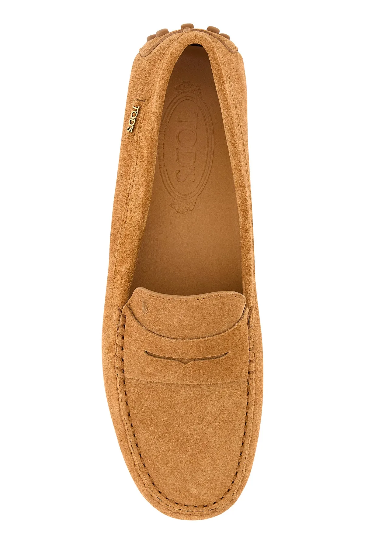 Peach suede loafers