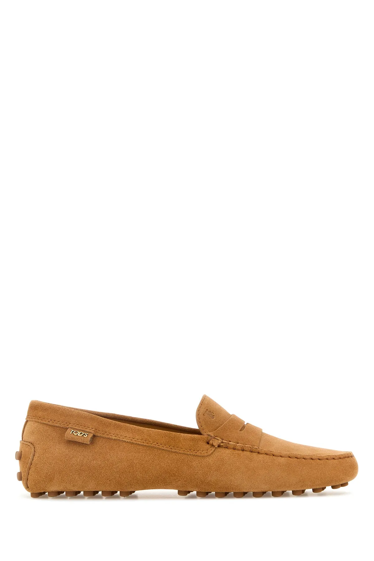 Peach suede loafers