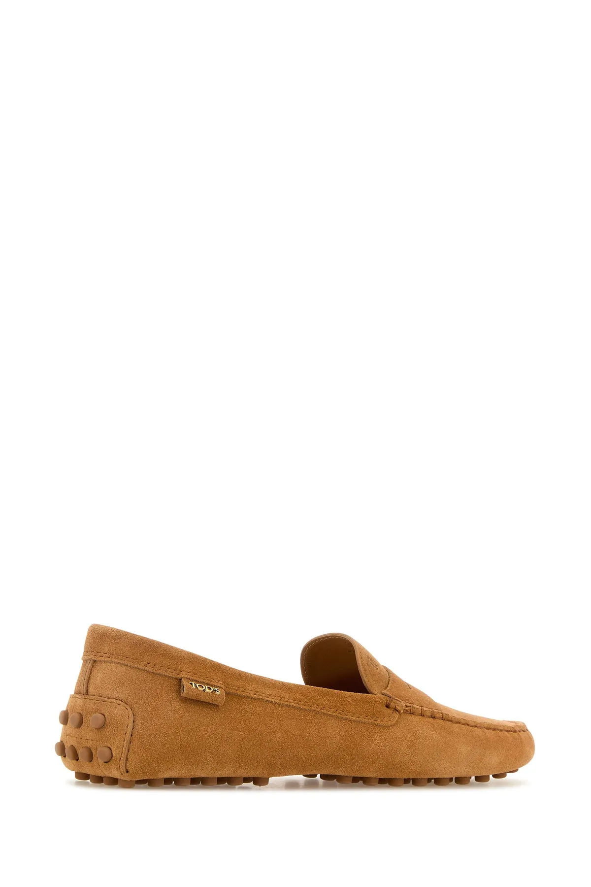 Peach suede loafers