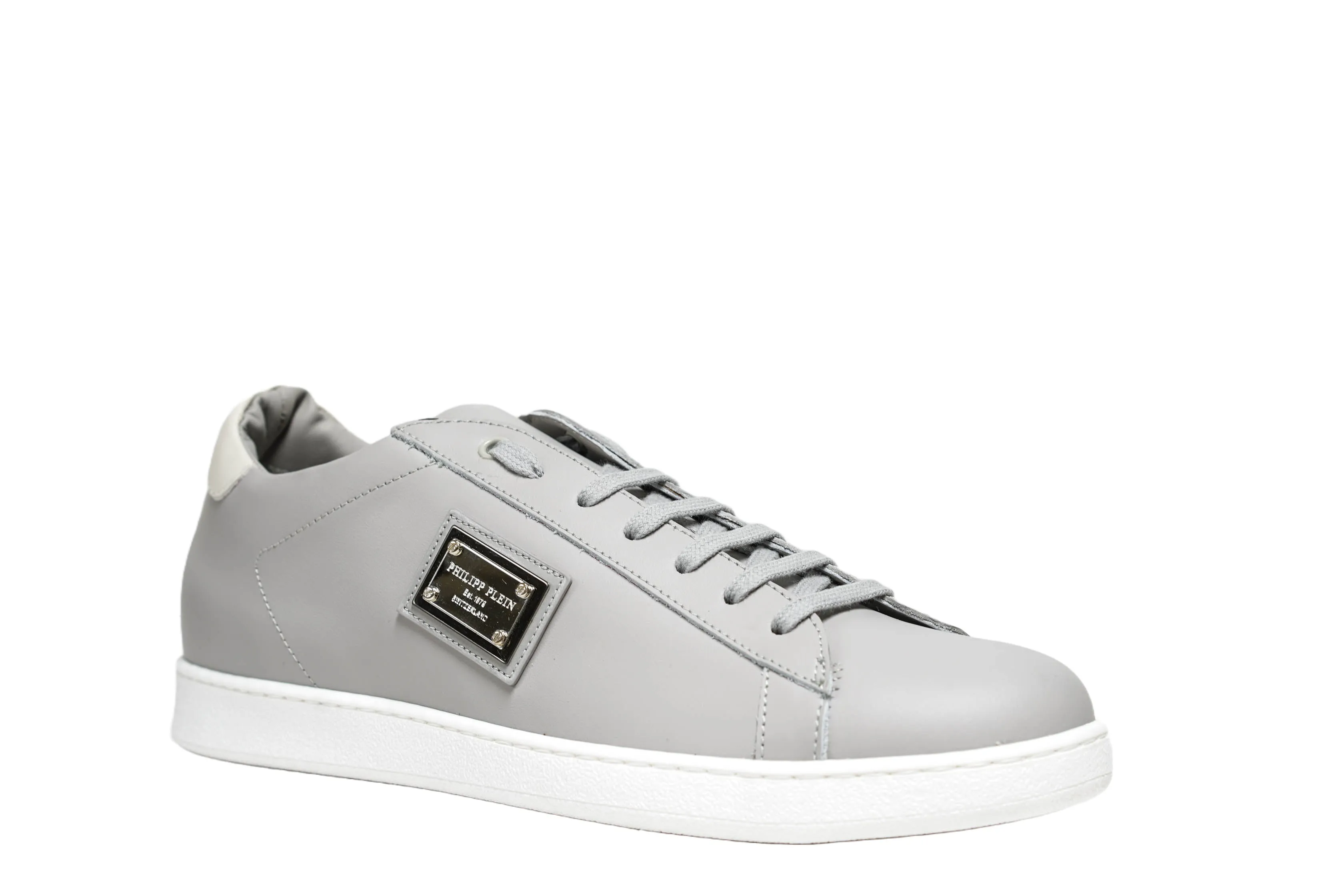 Philipp Plein Men's Grey Leather Sneakers Malibu PAAS