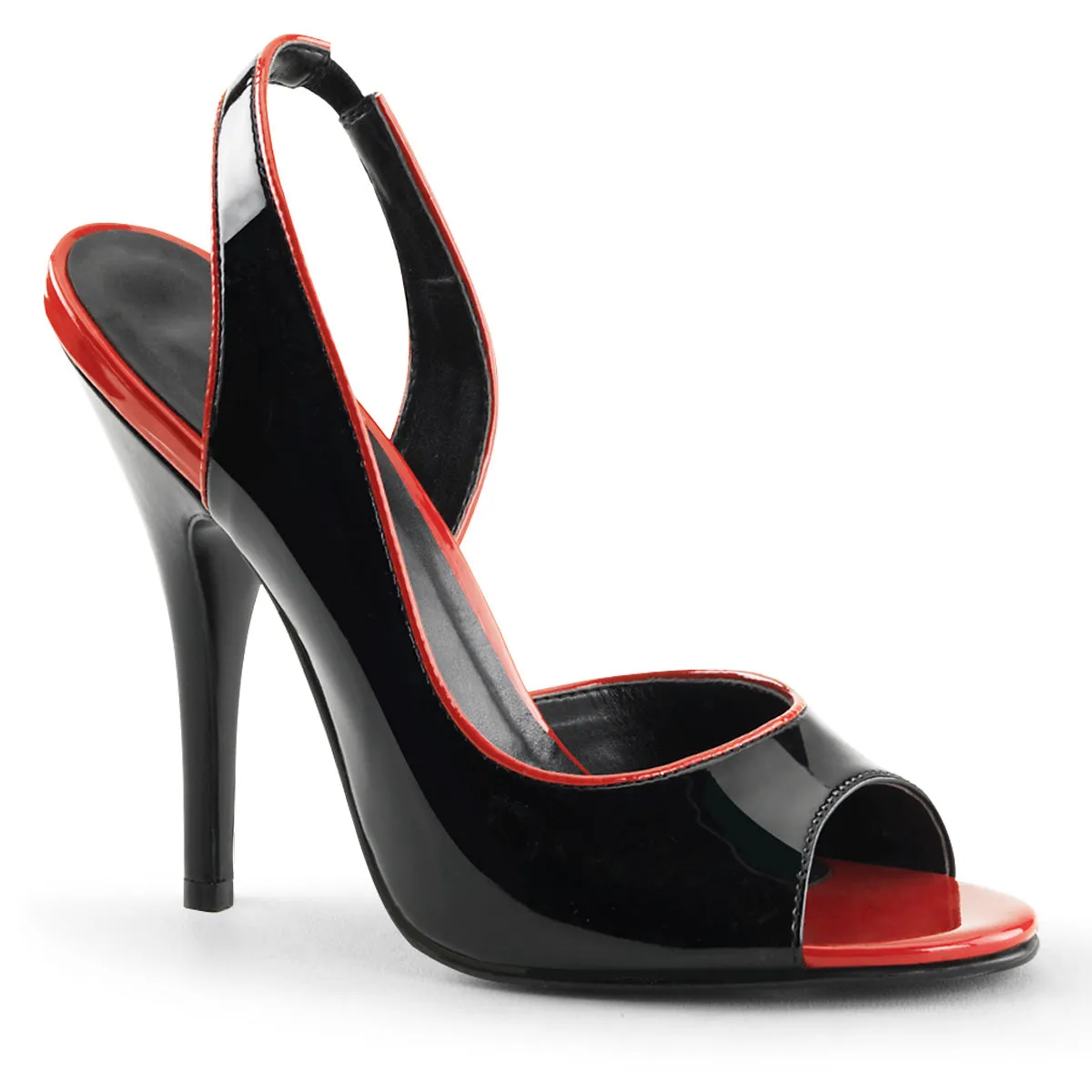 SEDUCE-117 Pleaser Black/Red Sexy Single Sole Shoes (Fetish Footwear)