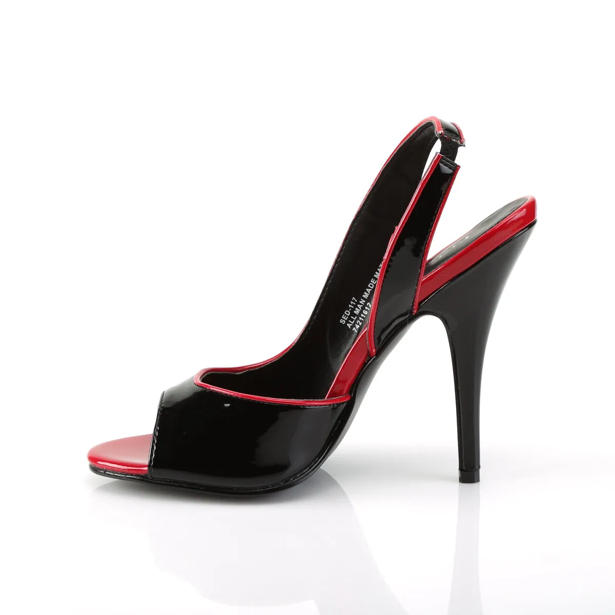 SEDUCE-117 Pleaser Black/Red Sexy Single Sole Shoes (Fetish Footwear)