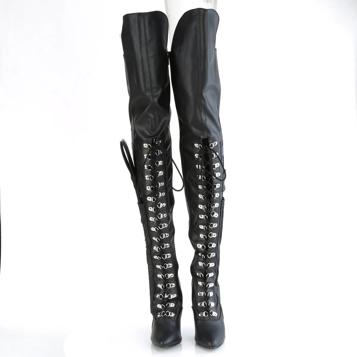 SEDUCE-3082 Pleaser Black Faux Leather Sexy Single Sole Shoes (Fetish Footwear)