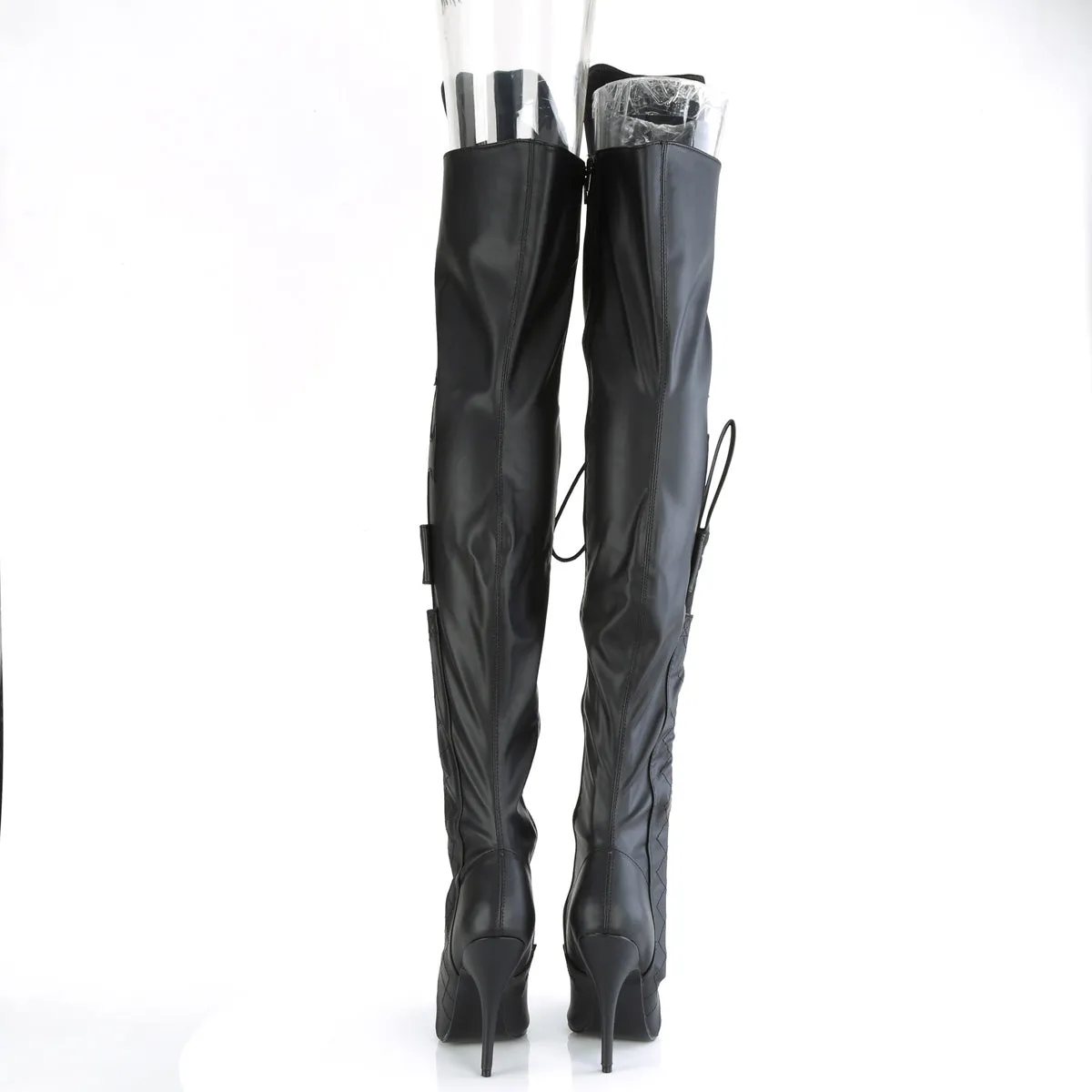 SEDUCE-3082 Pleaser Black Faux Leather Sexy Single Sole Shoes (Fetish Footwear)