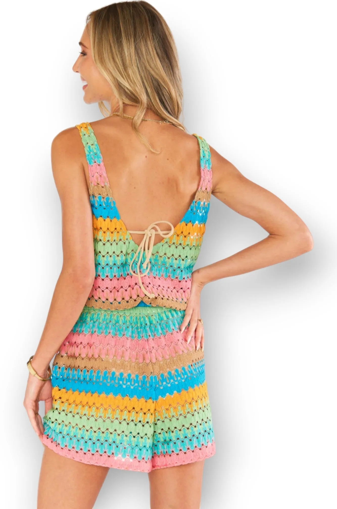 Show Me Your Mumu Multi Stripe Crochet Ren Romper
