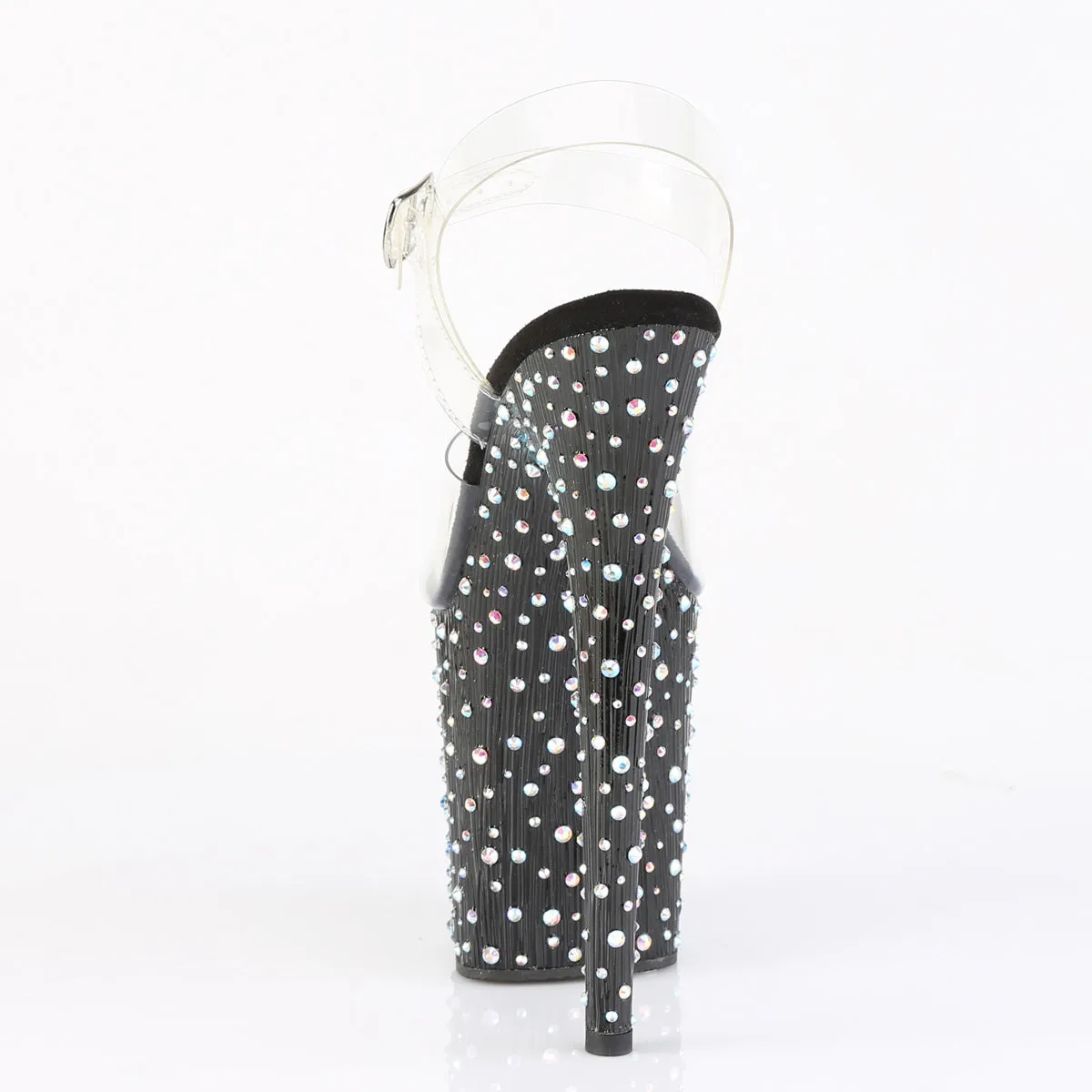 STARDANCE-808 Pleaser Clear/Black/Silver Sexy Platform Shoes (Pole Dancing Heels)
