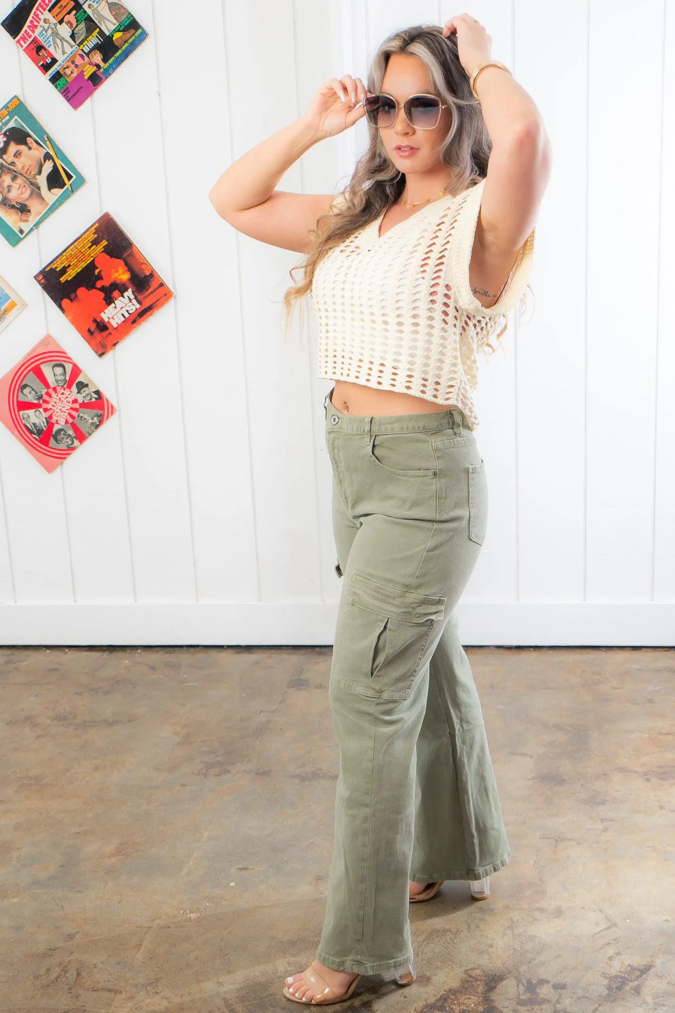 Stevie Olive Cargo Straight Jean