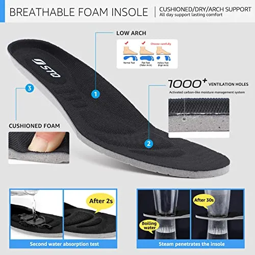 STQ Walking Shoes Women Mesh Slip on Sneakers Comfortable Work Shoes Non Slip Tennis Shoes with Arch Support All Black 7 US