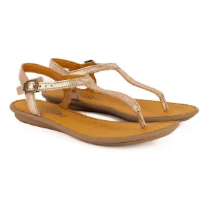 Tsonga Khuthaza Leather T-Bar Sandals - Rose Gold