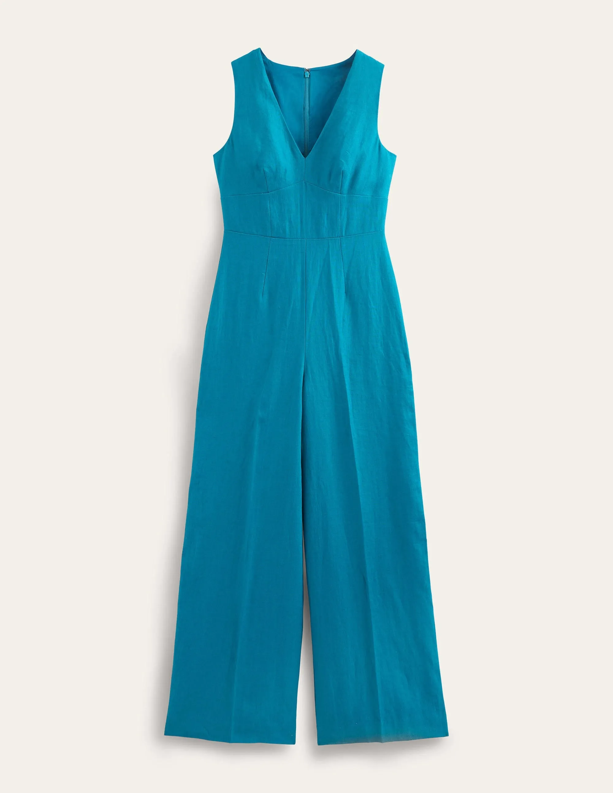 V-Neck Occasion Jumpsuit-Crystal Teal