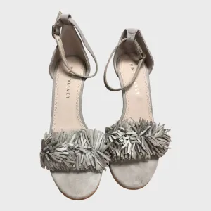 Women's Beige Strappy Sandals With Fringed Detailing