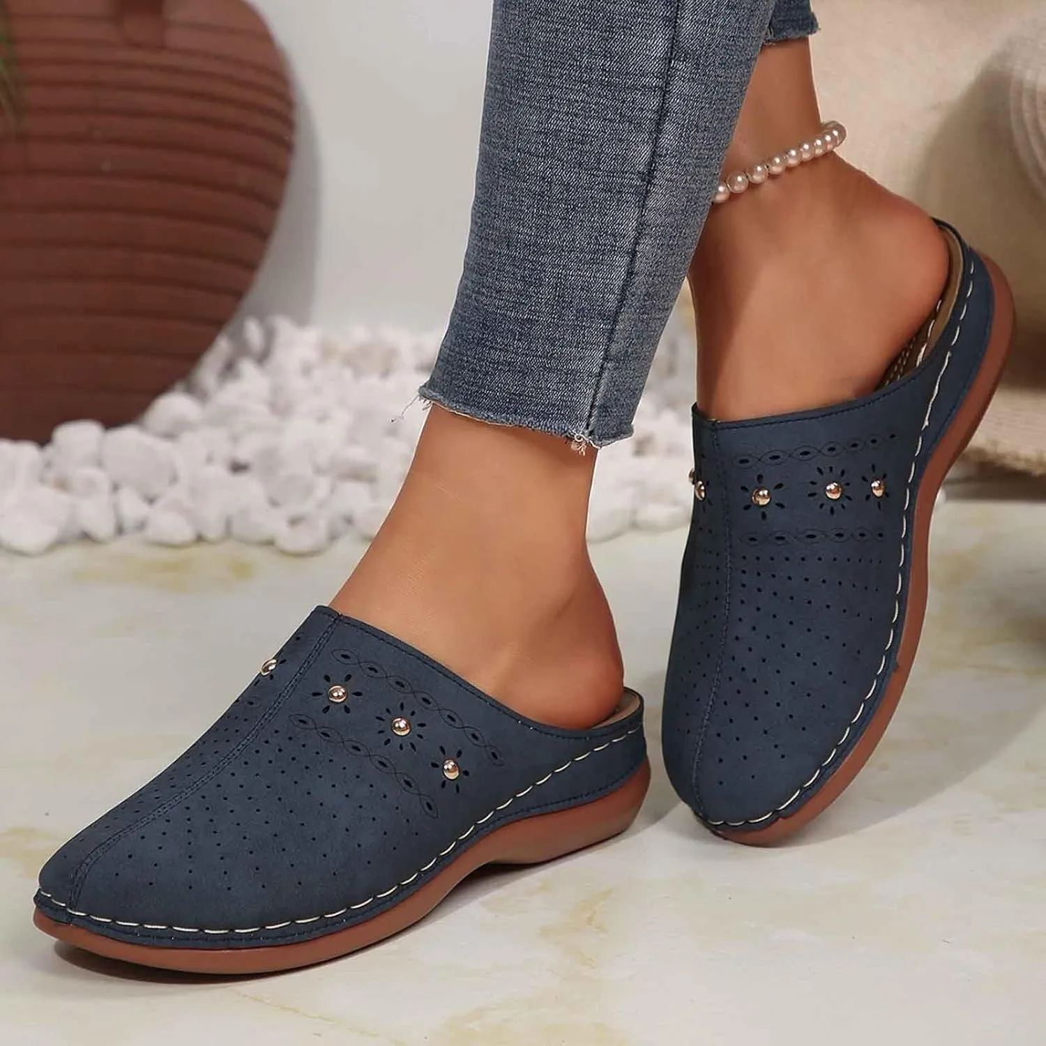 Women's Sandals Comfortable Slippers Casual Beach Slip-On Shoes for Everyday Wear Stylish Summer Footwear