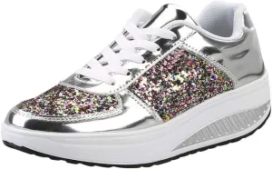 Women's Shoes Sneakers Platform Heghtening Sequin Wedge Athletic Shoes Casual Comfortable Fashion Walking Sport Shoes
